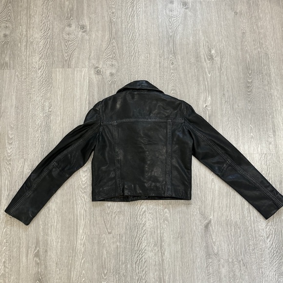Topshop Women's Black Classic Real Leather Biker Jacket - Picture 2 of 6